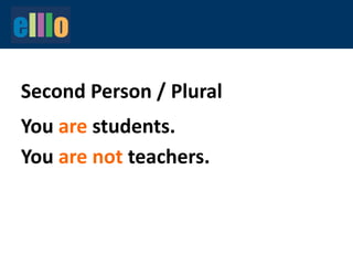 You are students.
You are not teachers.
Second Person / Plural
 