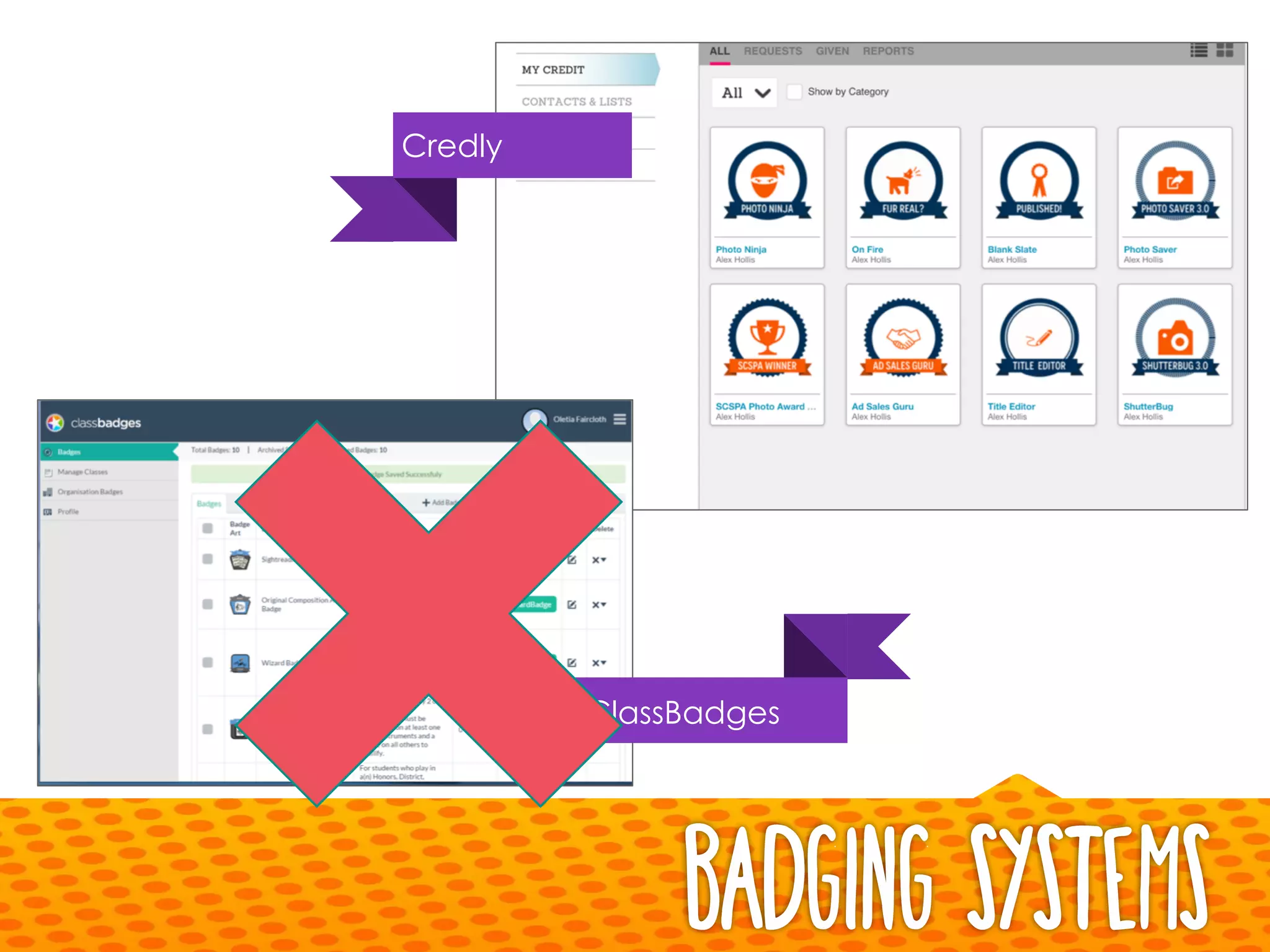 Badging Systems
Credly
ClassBadges
 