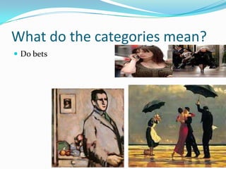 What do the categories mean?
 Do bets
 