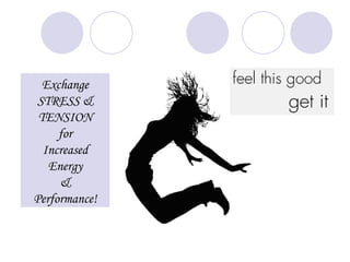 Exchange
 STRESS &
 TENSION
     for
  Increased
   Energy
     &
Performance!
 