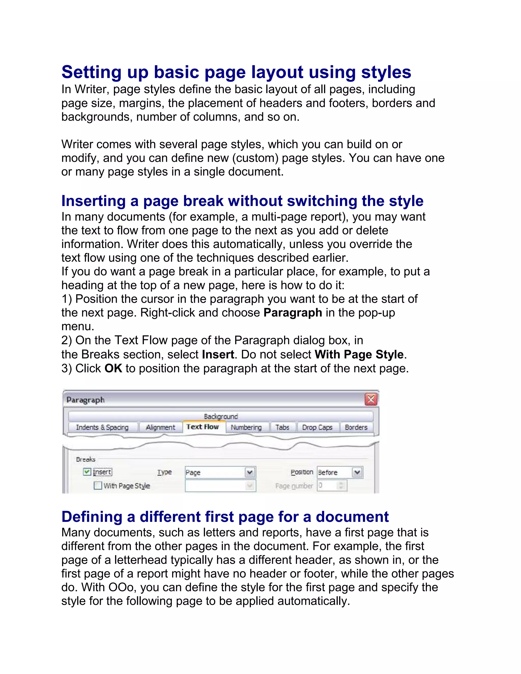 Open Office Writer : Level1 