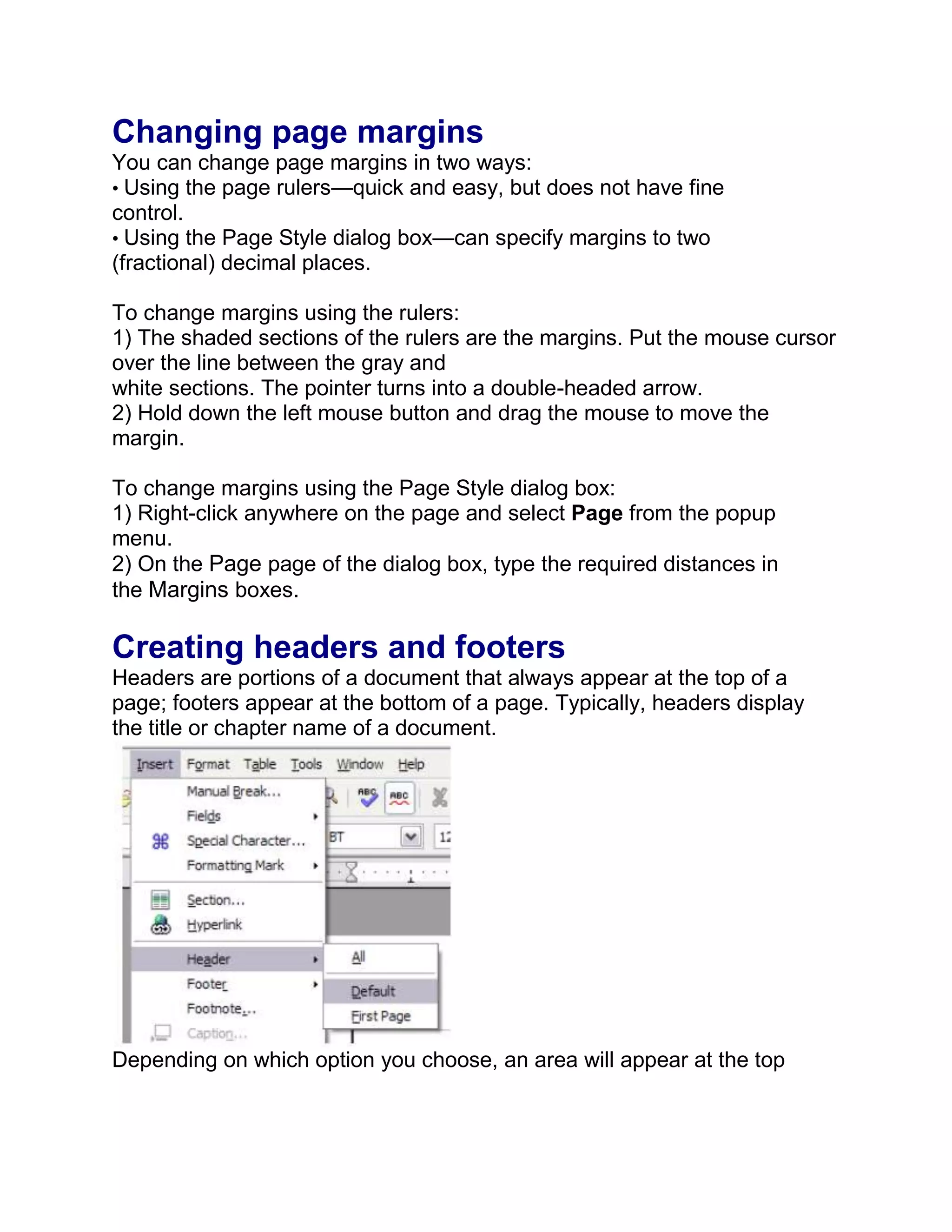 Open Office Writer : Level1 