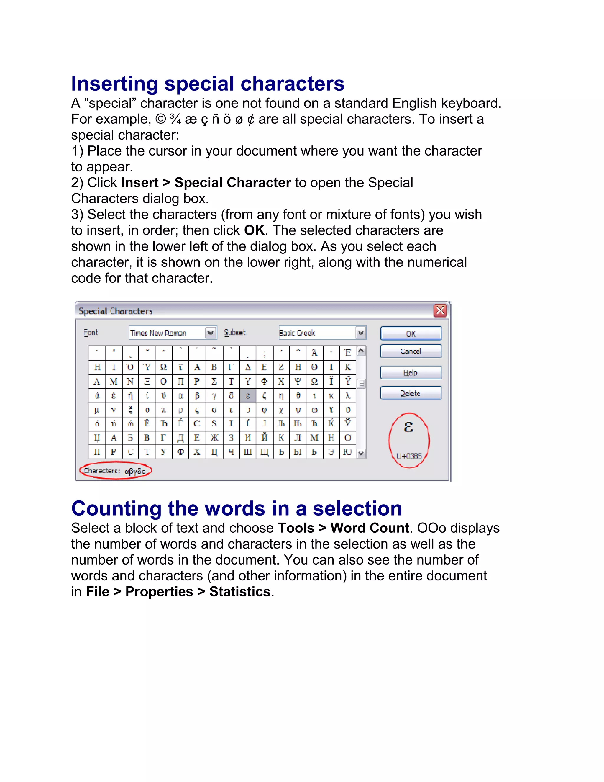 Open Office Writer : Level1 