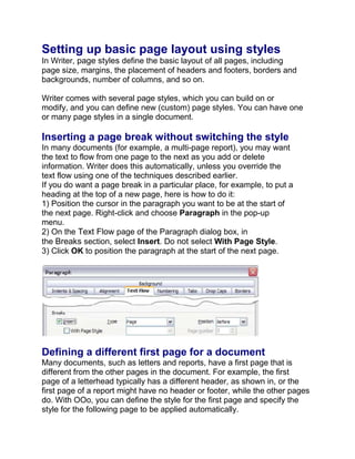 Open Office Writer : Level1 