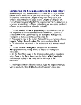 Open Office Writer : Level1 