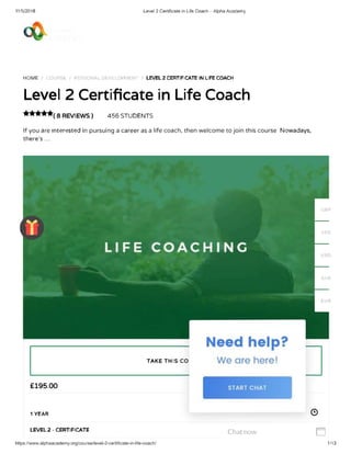 Level 2 Certificate in Life Coach - Alpha Academy