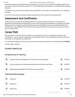 Level 2 certificate teaching assistant - Alpha Academy | PDF
