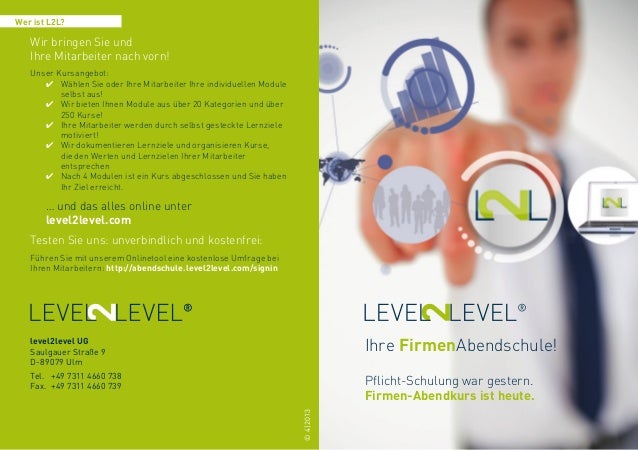 Level2level Flyer Firmen Abendschule