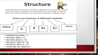 • INTRODUCTION: BARS 1 - 3
• SECTION A: BARS 4 - 39
• SECTION B: BARS 40 - 105
• SECTION B1: BARS 106 - 140
• SECTION A1: BARS 141 - 157
• OUTRO: BAR 158 - FADES OUT
 