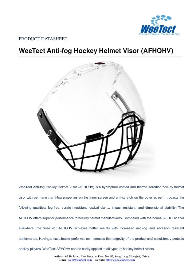 Anti fog hockey helmet visor