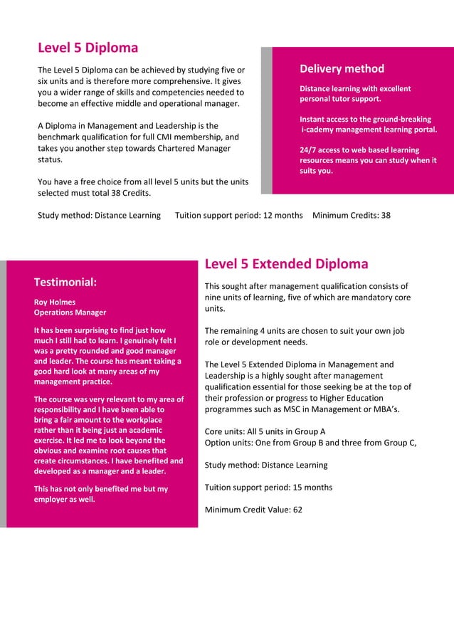 Guide to CMI Level 5 Management and Leadership Qualifications