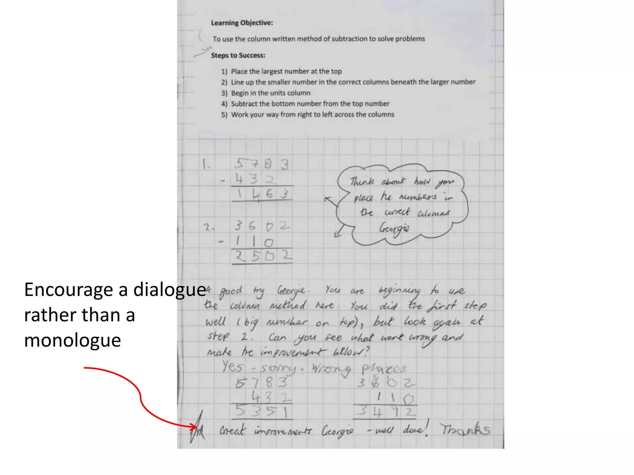 Encourage a dialogue
rather than a
monologue
 