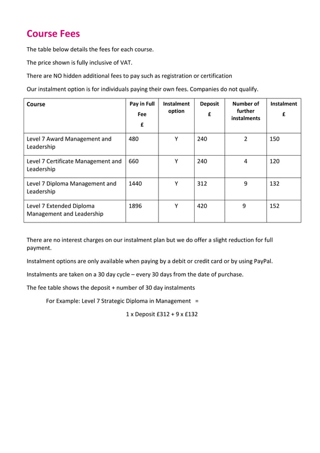 Guide to CMI Level 7 Award Certificate Diploma and Extended Diploma in