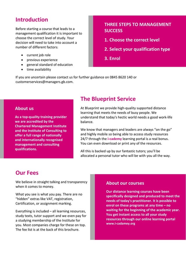 Guide to CMI Level 7 Award Certificate Diploma and Extended Diploma in