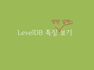 맛만 살짝~

LevelDB 특징 보기
 