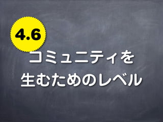 4.6
  コミュニティを
 生むためのレベル
 