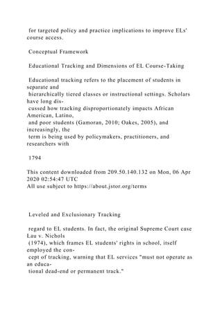 Leveled and Exclusionary Tracking English Learners Acce.docx