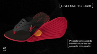 LEVEL ONE HIGHLIGHT
Proposta bem sucedida
de cores vibrantes em
contraste com o preto.