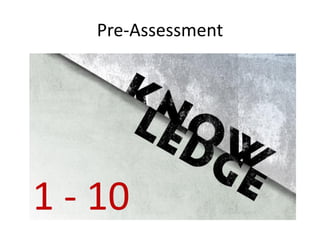 Pre-Assessment




1 - 10
 