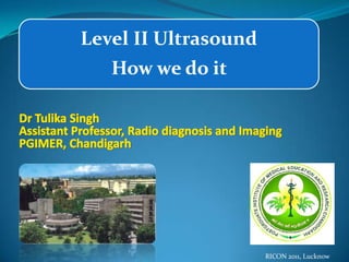 Level II Ultrasound
   How we do it




                      RICON 2011, Lucknow
 