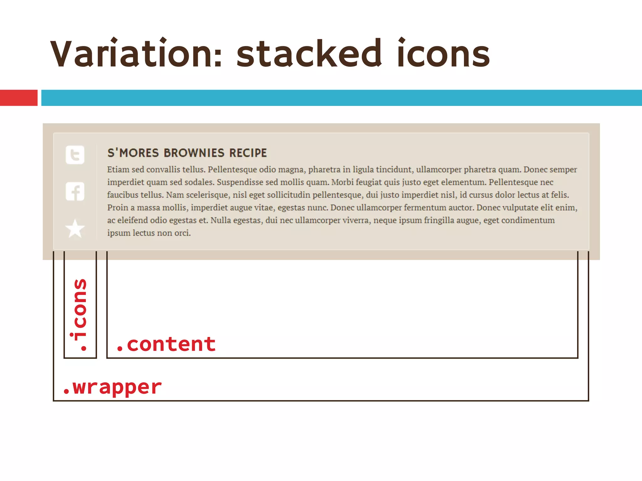 Variation: stacked icons
.wrapper
.icons
.content
 