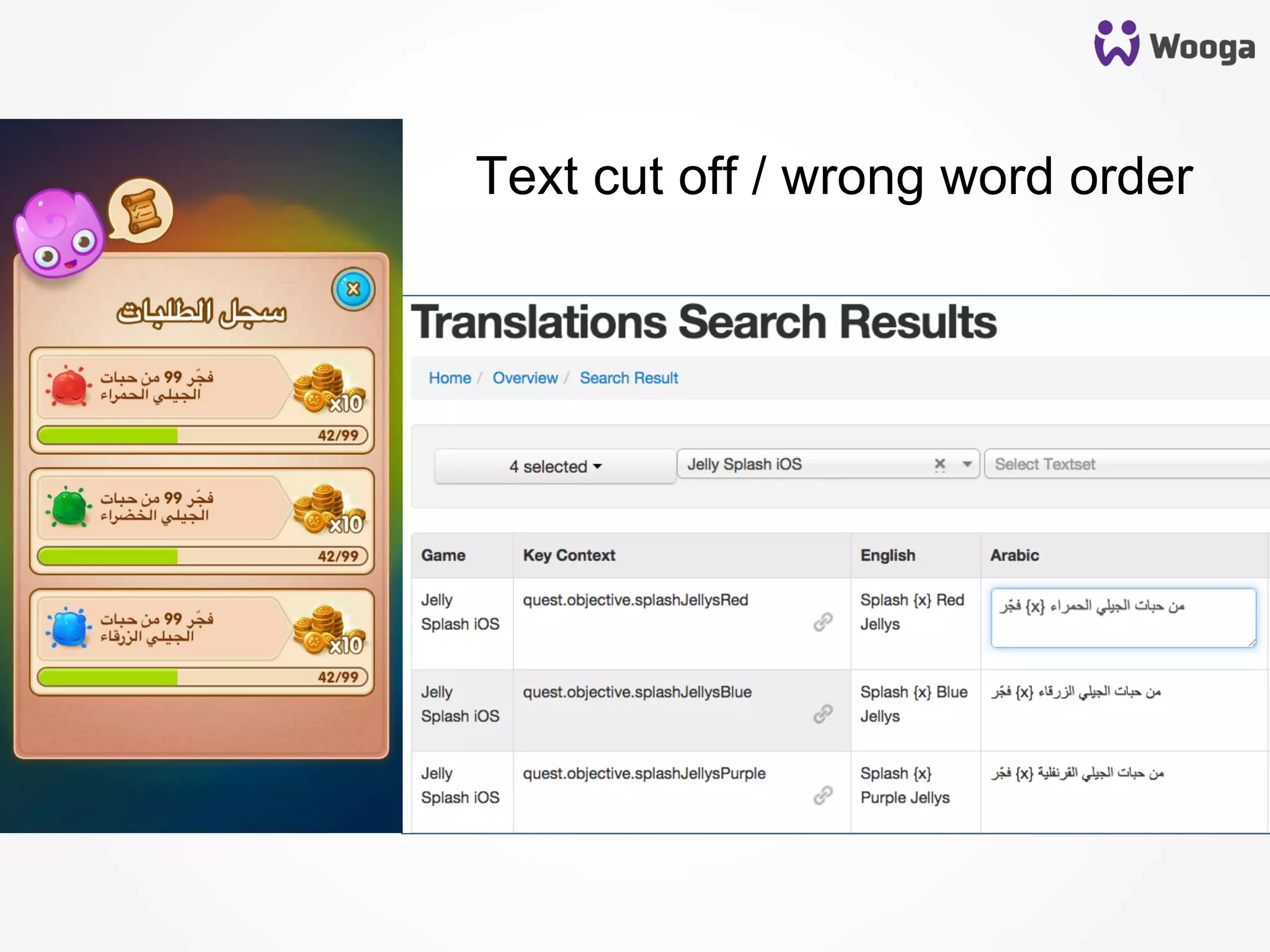 Text cut off / wrong word order
 