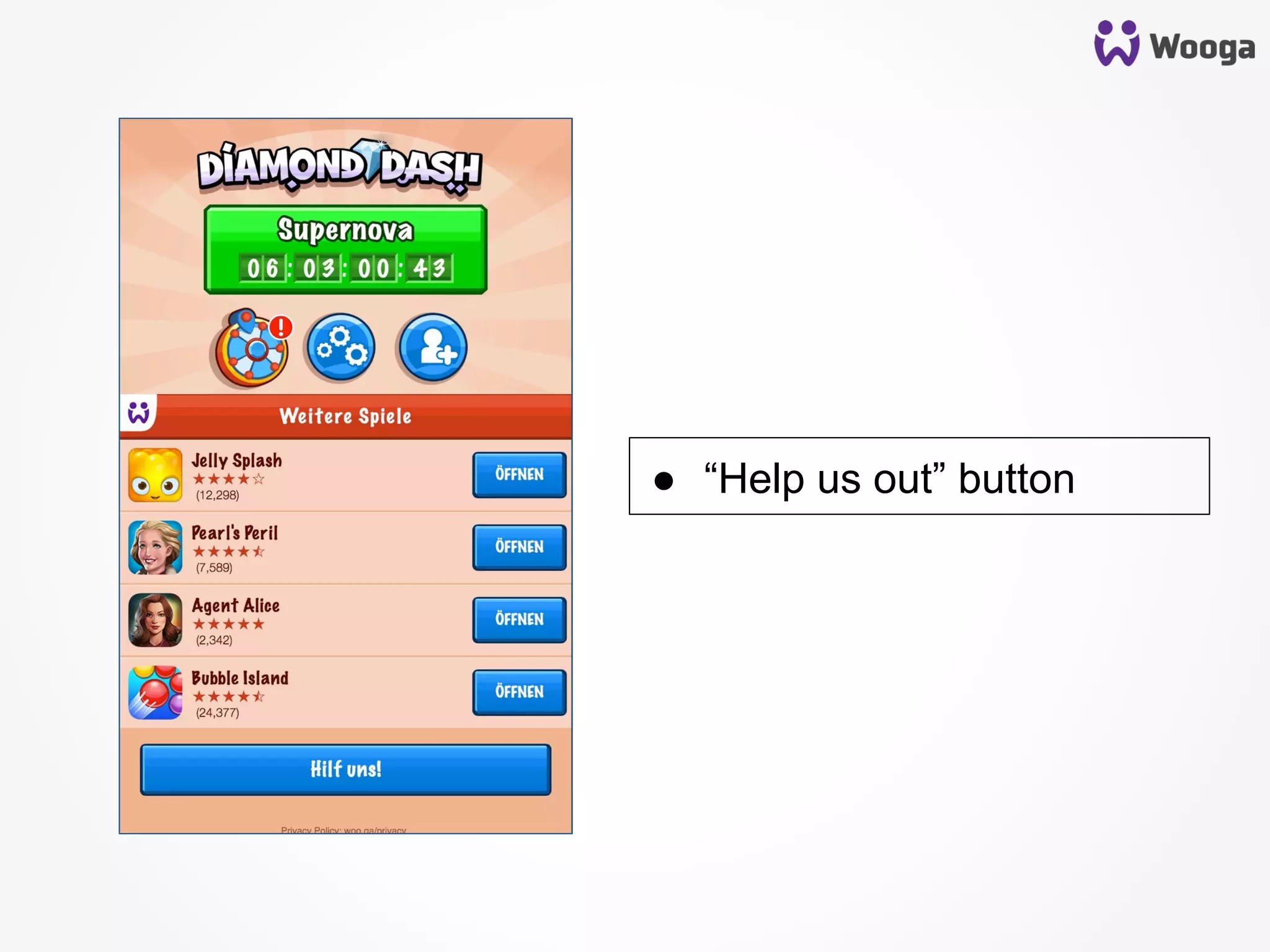 ●  “Help us out” button
 