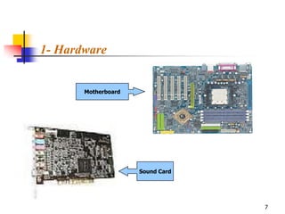1- Hardware


       Motherboard




                     Sound Card




                                  7
 