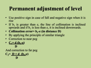 Permanent adjustment of level
• Use positive sign in case of fall and negative sign when it is
rise
• If b1 is greater tha...