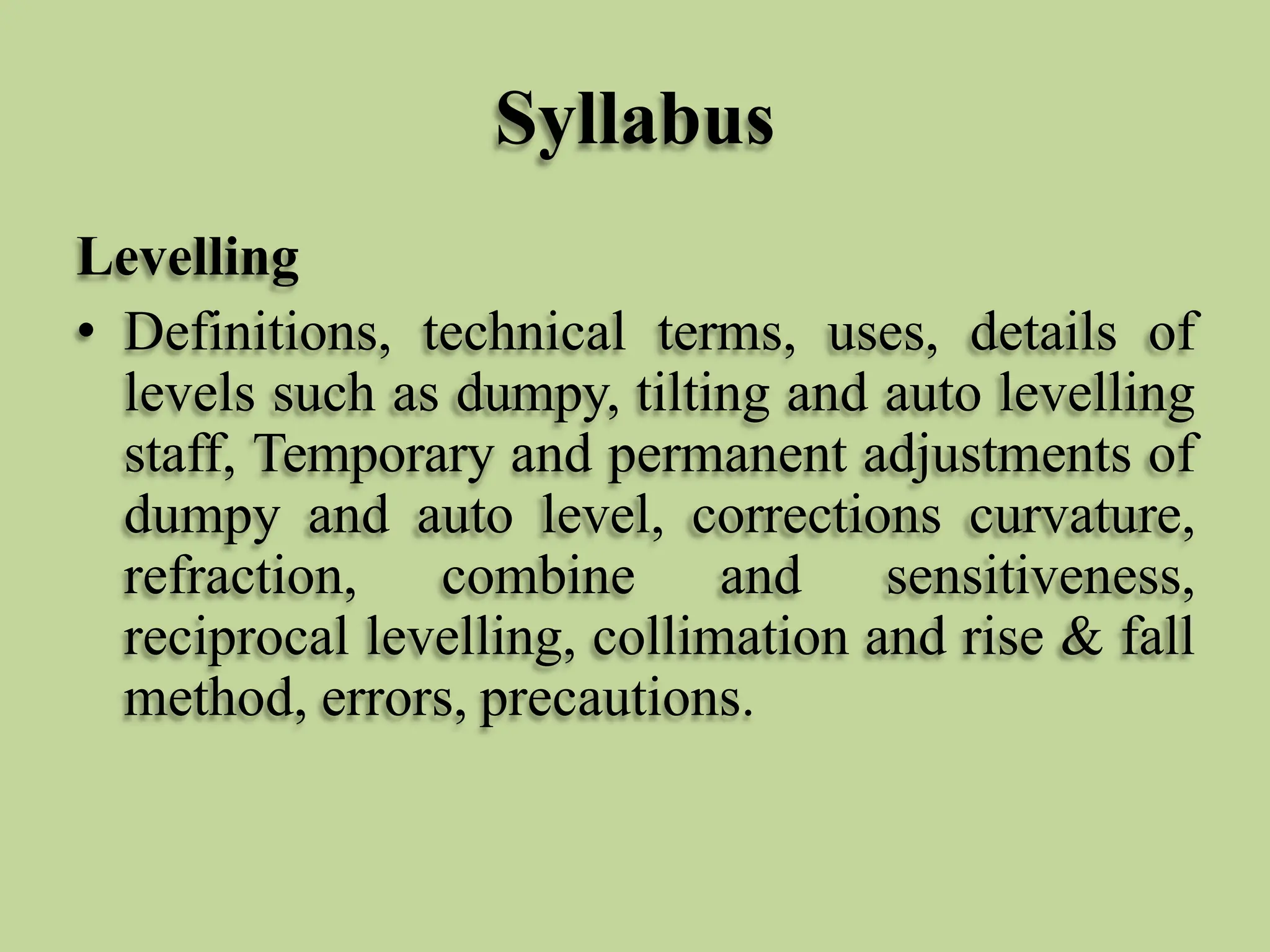 Levelling.pptx for civil engineering and b tech | PPTX