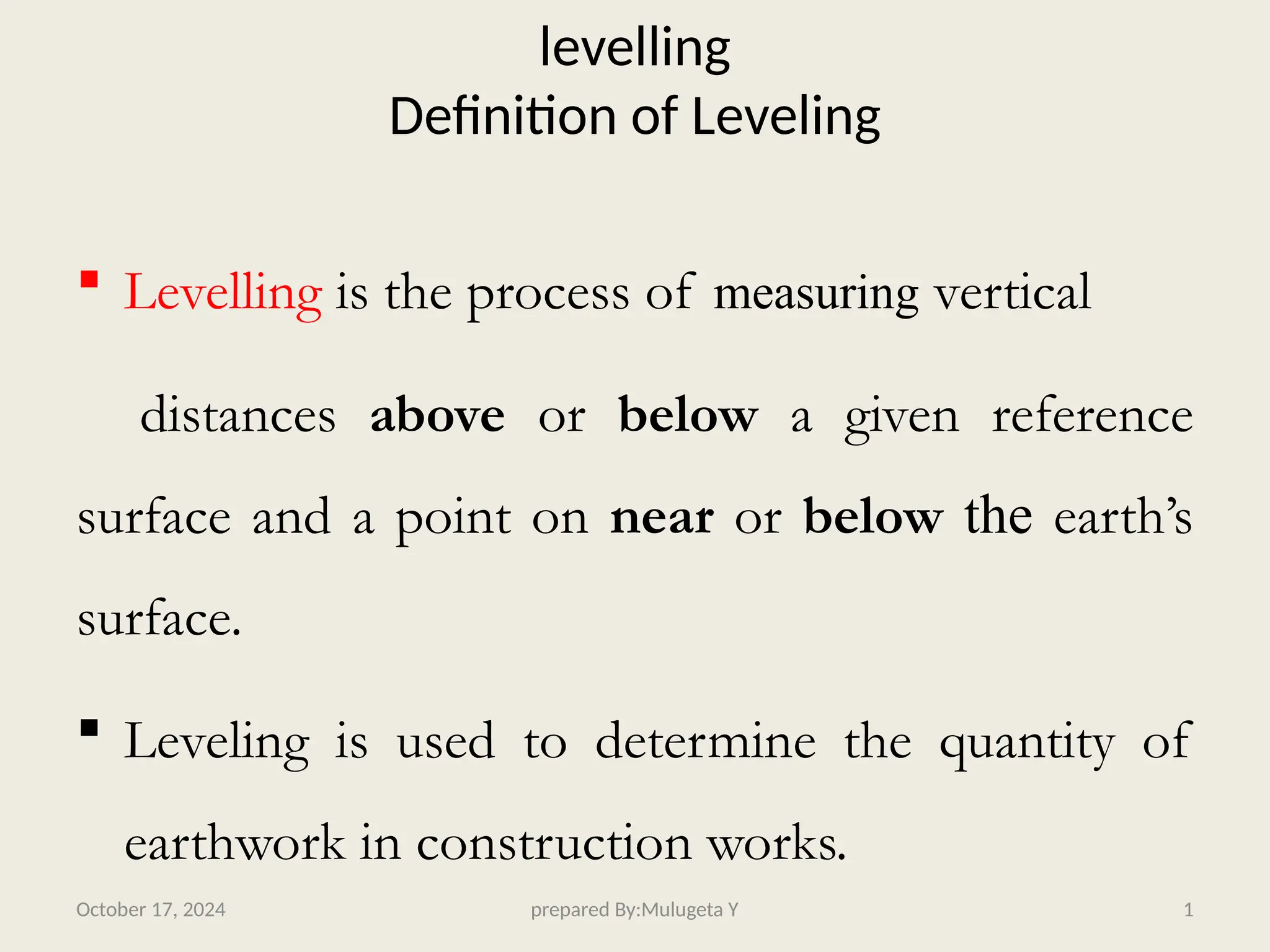 levelling measurment for survey Ar ppt.pptx
