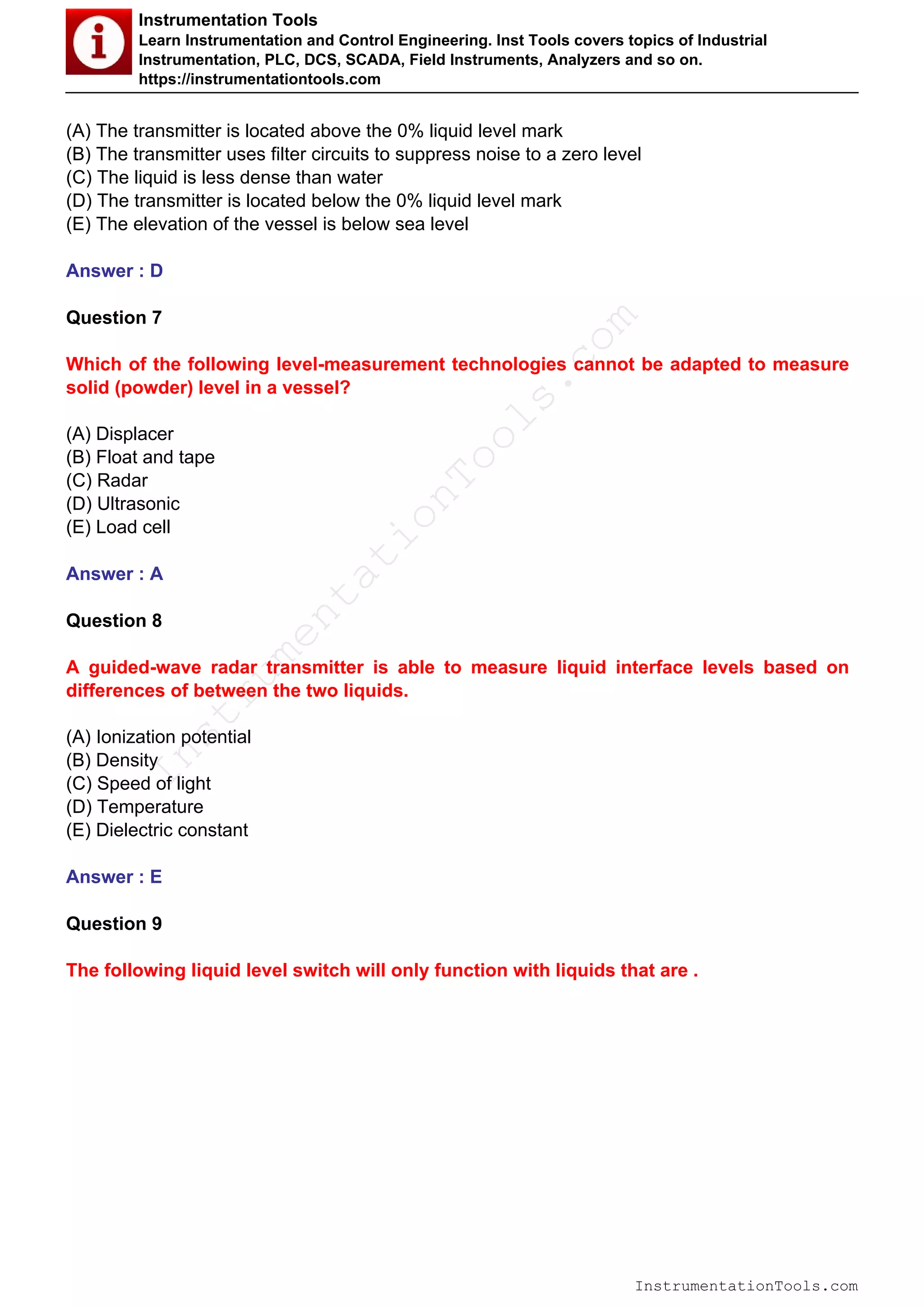 Level Measurement Mcq Pdf