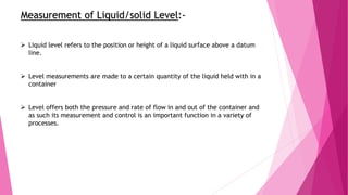 Level measurement ppt | PPTX