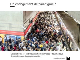 www.15marches.fr
Un changement de paradigme ?
L’aspiration à l’ « individualisation de masse » touche tous
les secteurs de la consommation
 