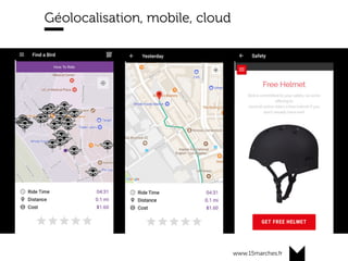 www.15marches.fr
@15marches
#LDTRA
stephane@15marches.fr
Géolocalisation, mobile, cloud
 