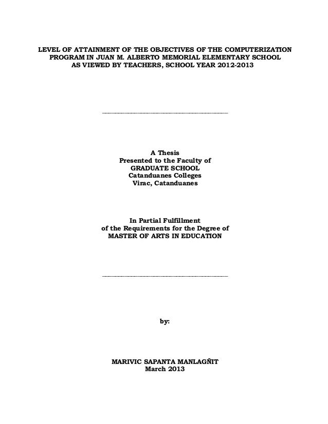 sample thesis title in elementary education philippines