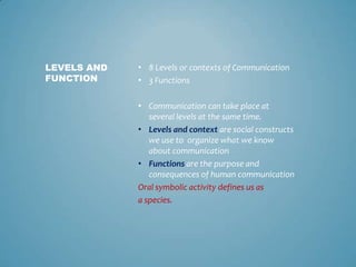 Levels and functions of Communication | PPTX | Science