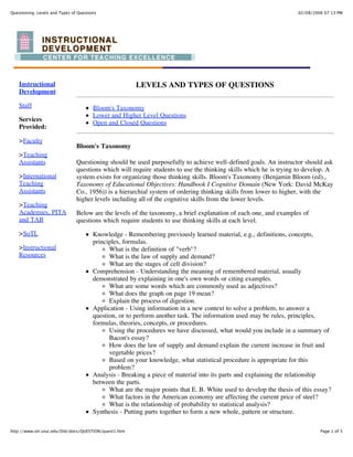 Levels And Types Of Questions Pdf Levels And Types Of Questions Pdf
