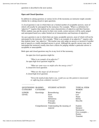 Levels And Types Of Questions Pdf Levels And Types Of Questions Pdf