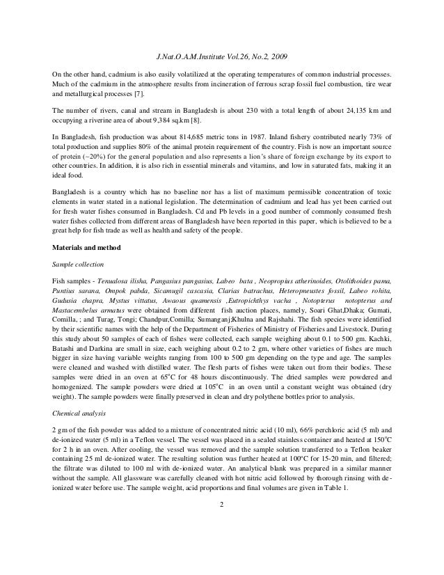 Cadmium dissertation in natural speciation water