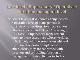 Level Operative Levels of management | PPTX
