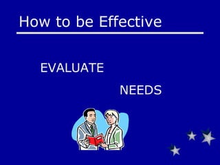 EVALUATE    NEEDS   How to be Effective 