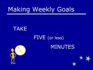 Making Weekly Goals TAKE   FIVE  (or less) MINUTES 