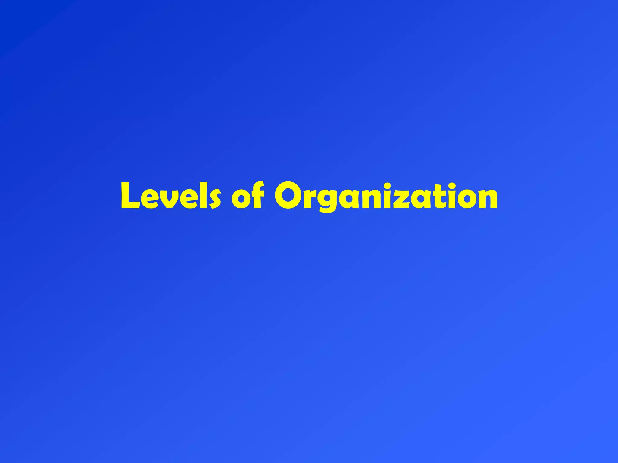 Levels of Organization