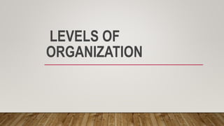 LEVELS OF
ORGANIZATION
 
