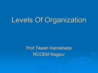 Levels Of Organization
Prof.Tikesh Harinkhede
RCOEM Nagpur
 