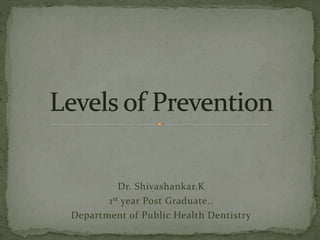 Dr. Shivashankar.K
1st year Post Graduate..
Department of Public Health Dentistry
 