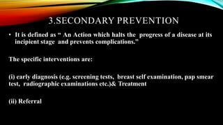 Levels of prevention
