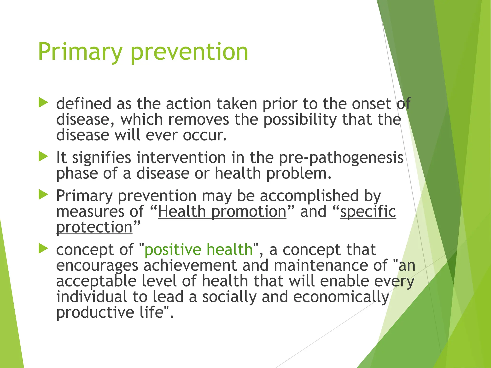 LEVELS OF PREVENTION and modes of Intervention | PPT