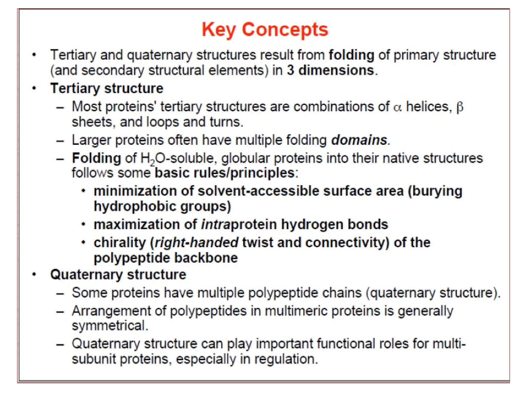 Levels of protein structure